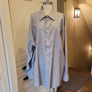 Joseph & Feiss Gray Button Down Dress Shirt 18 1/2 × 36/37 Tall